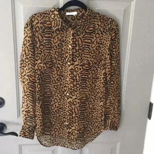 Equipment leopard button down top